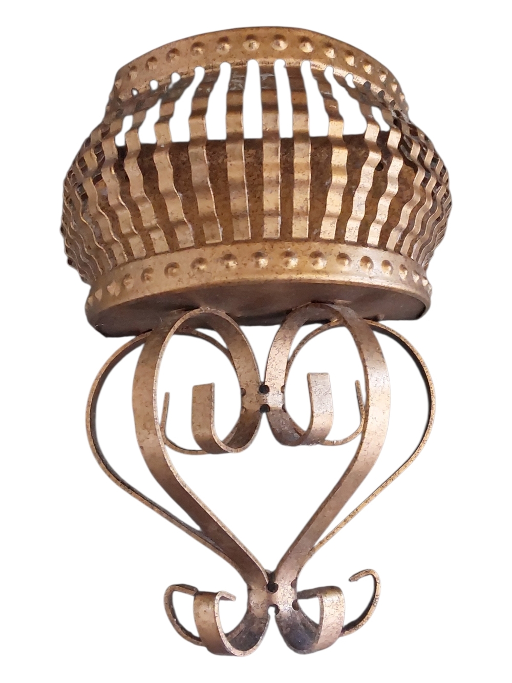 Ornate Metal Wall Sconce - Gold Tone